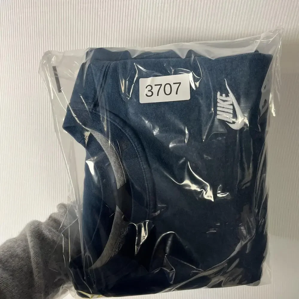 Nike Sweatshirt Mens Large Blue Fleece Crewneck Swoosh Logo Y2k Kangaroo Pocket
